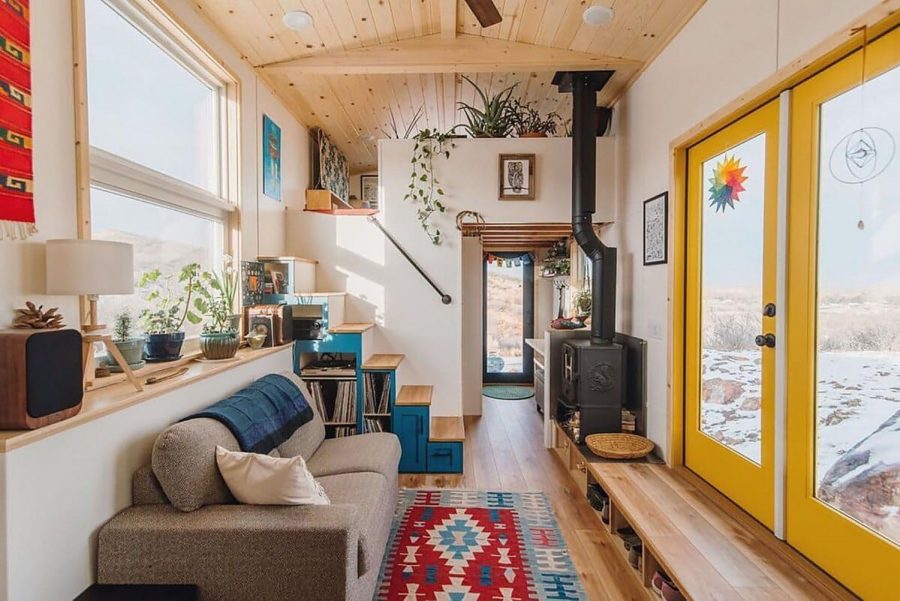 The cozy, humble and efficient interior of a tiny house
