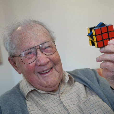 A British man, aged 95, believed to be oldest British Rubiks Cube solver. 