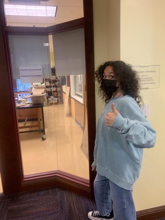 Freshman and respected associate of Dr. Horton, Jianna Miller-Evonich, poses in front of the TikTok-positive freshman lair known as Room 118.