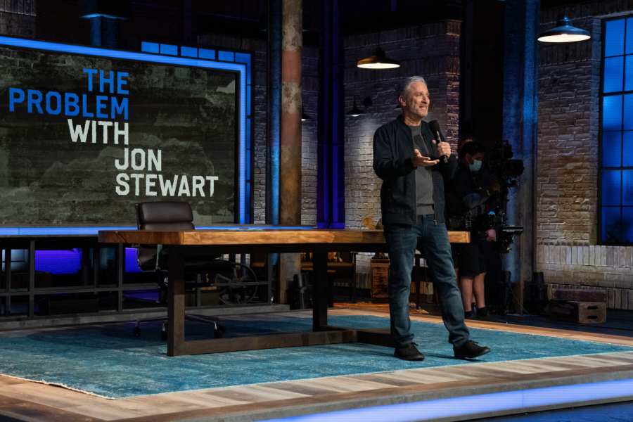 Jon Stewart addressing his audience at The Problem with Jon Stewart