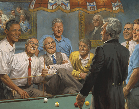 The Picture of The Presidents playing pool that I keep in a locket so it’s always touching my heart.